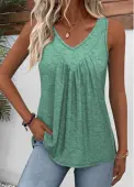Modlily V Neck Sage Green Sleeveless Tank Top - XL