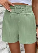 Modlily Green Straight Leg Elastic Waist Mid Waisted Shorts - L