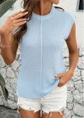 Modlily Light Blue Lightweight Short Sleeve Round Neck T Shirt - L