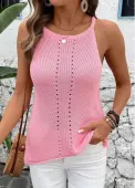 Modlily Pink Sleeveless Round Neck Tank Top - L
