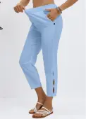 Modlily Light Blue Elastic Waist High Waisted Pants - S