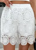 Modlily White Straight Leg Elastic Waist High Waisted Shorts - S