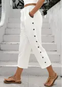 Modlily White Straight Leg Elastic Waist High Waisted Pants - S
