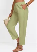 Modlily Sage Green Straight Leg Elastic Waist High Waisted Pants - XL