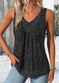 Modlily Black Sleeveless V Neck Tank Top - S