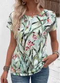 Modlily Multi Color Floral Print Short Sleeve T Shirt - S