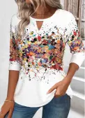 Modlily White Cut Out Ombre Long Sleeve T Shirt - S