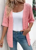 Modlily Pink Tunic Half Sleeve Light Cardigan - L
