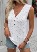Modlily White Sleeveless V Neck Tank Top - L