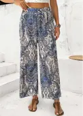 Modlily Multi Color Tribal Print Straight Leg Elastic Waist Pants - L