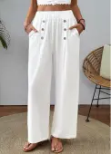 Modlily White Straight Leg Elastic Waist High Waisted Pants - S