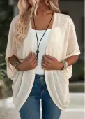 Modlily Beige Half Sleeve Tunic Light Cardigan - XXL