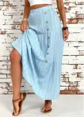 Modlily Light Blue A Line Elastic Waist Skirt - M