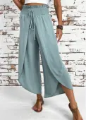 Modlily Mint Green Wide Leg Elastic Waist High Waisted Pants - XL