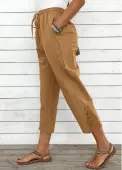 Modlily Light Camel Straight Leg Elastic Waist High Waisted Pants - L