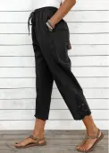Modlily Black Straight Leg Elastic Waist High Waisted Pants - S