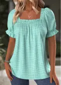 Modlily Mint Green Short Sleeve Square Neck T Shirt - XXL