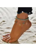 Modlily Turquoise Hollow Alloy Beaded Anklet Set - One Size
