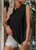 Modlily Black Sleeveless Round Neck Tank Top - XXL