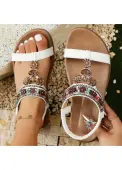 Modlily White Peep Toe Falt Rubber Sandals - 39