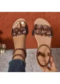 Modlily Dark Coffee Peep Toe Falt Sandals - 42