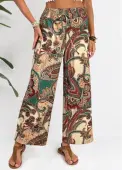 Modlily Light Camel Soft Tribal Print Wide Leg Pants - XL