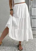 Modlily White A Line Elastic Waist Skirt - XL
