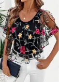 Modlily Black Short Sleeve Scoop Neck T Shirt - M