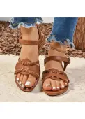 Modlily Dark Coffee Color Round Toe Falt - 43