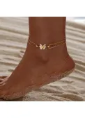 Modlily Golden Animal Print Butterfly Design Anklet - One Size