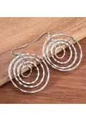 Modlily Silver Color Round Alloy Detail Earrings - One Size