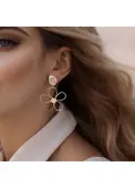 Modlily Golden Color Alloy Detail Flower Earrings - One Size
