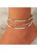 Modlily Light Green Seed Beads Anklet Set - One Size