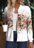Modlily White Ombre Long Sleeve Stand Collar Track Jacket - L