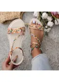 Modlily Multi Color Canvas Peep Toe Falt - 37