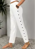 Modlily White Elastic Waist High Waisted Pants - 2XL