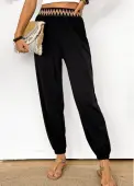 Modlily Black Tribal Print Jogger Elastic Waist High Waisted Pants - S