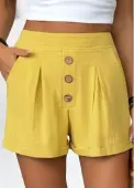 Modlily Yellow Elastic Waist High Waisted Shorts - L