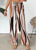 Modlily Light Coffee Wave Pattern Print Wide Leg Pants - S