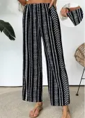 Modlily Black Tribal Print Straight Leg Elastic Waist Pants - L