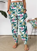 Modlily Green Tropical Plants Print Jogger Elastic Waist Pants - M