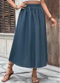 Modlily Peacock Blue A Line Elastic Waist Maxi Skirt - S