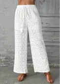 Modlily White Wide Leg Elastic Waist High Waisted Pants - L