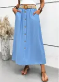 Modlily Dusty Blue A Line Elastic Waist Maxi Skirt - S
