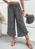 Modlily Black Polka Dot Wide Leg Elastic Waist Pants - XL