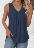 Modlily Navy Sleeveless V Neck Tank Top - XXL