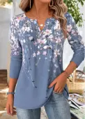 Modlily Multi Color Floral Print Long Sleeve T Shirt - S