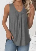Modlily Grey Sleeveless V Neck Tank Top - M