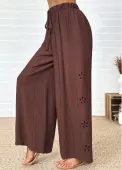 Modlily Dark Coffee Wide Leg Elastic Waist High Waisted Pants - L