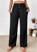 Modlily Black Straight Leg Elastic Waist High Waisted Pants - XL